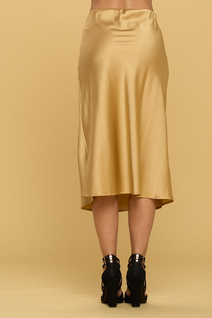 Solid Satin Midi Skirt-3