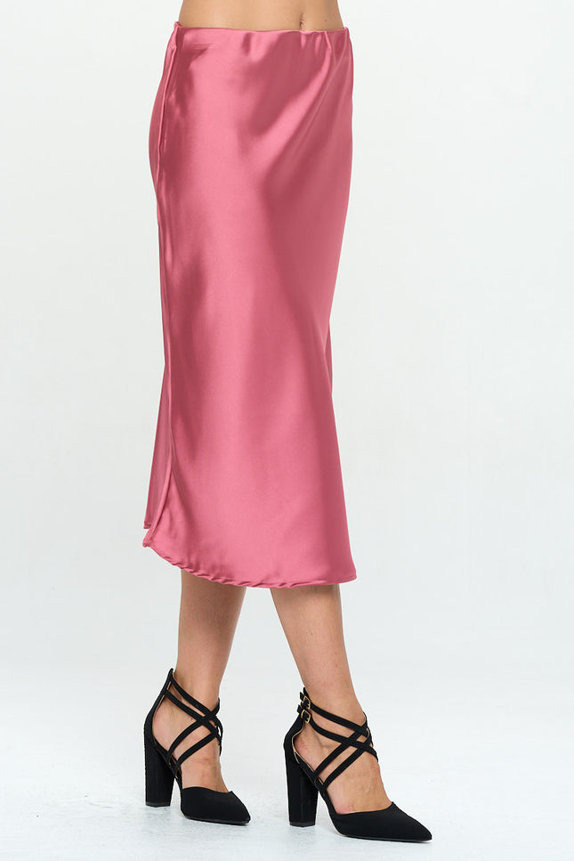 Solid Satin Midi Skirt-1