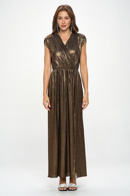 Sleeveless Metallic Maxi Dress-1