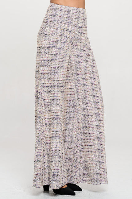 Plaid Tweed Knit with Wide Leg Pants-2