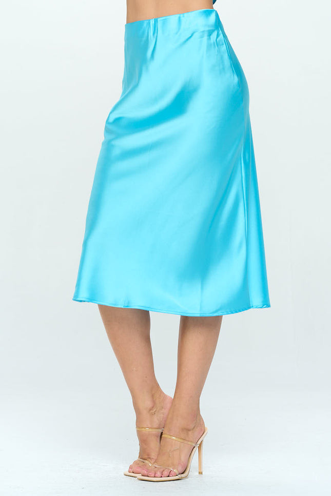 Solid Satin Midi Skirt-1