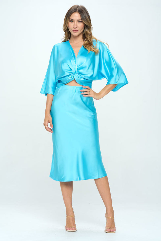 Solid Satin Midi Skirt-4