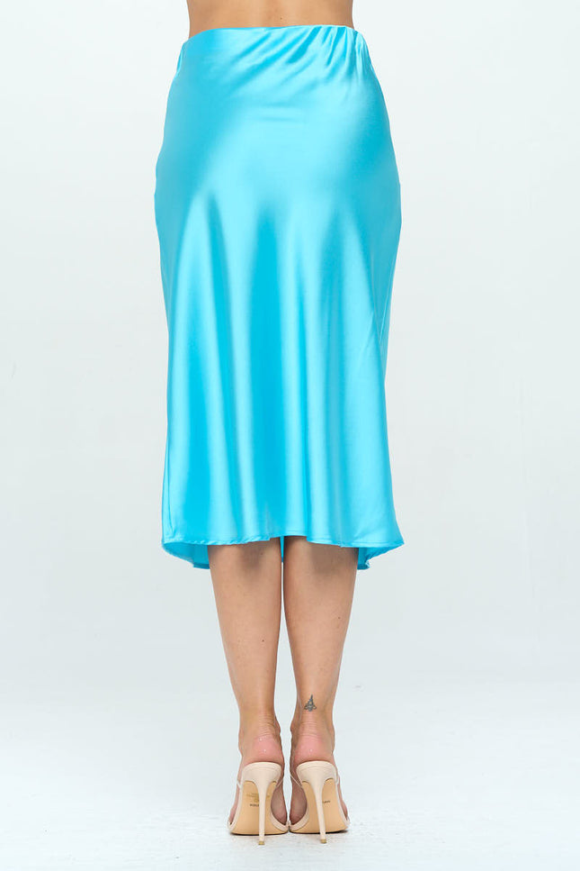 Solid Satin Midi Skirt-3