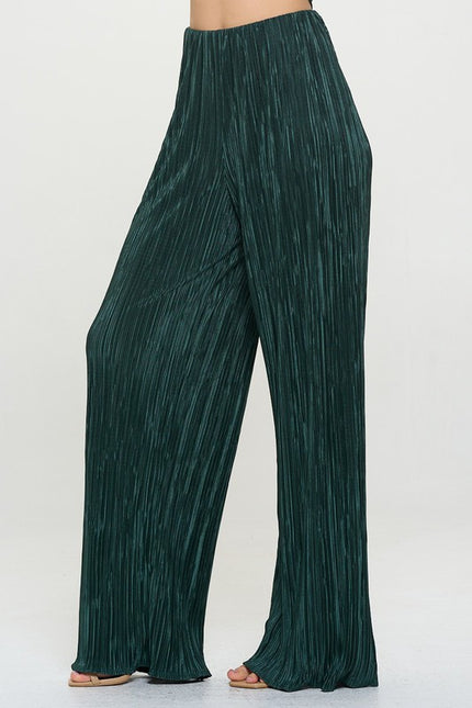 Vibrant Plisse Lined Straight Pants-2