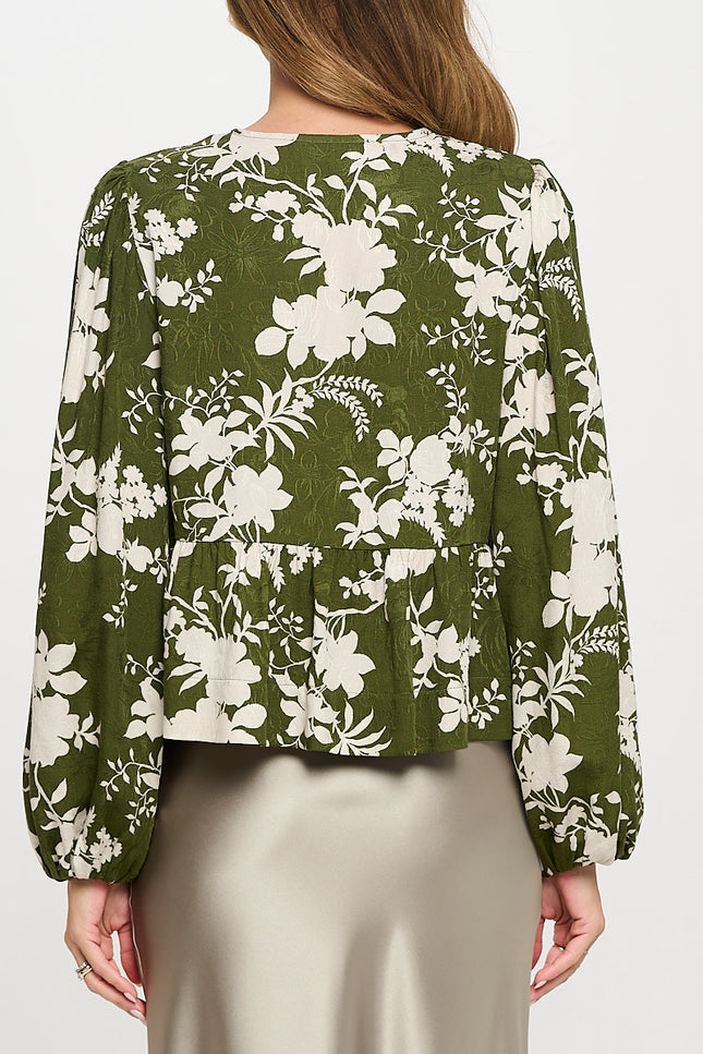 Floral Print Top with Front Tie Detail-4