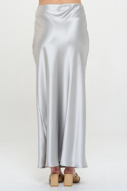 Solid Silky Satin Maxi Skirt-3