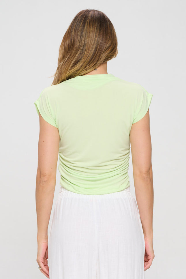 Mock neck Short Sleeve Ruched Crop Top-3