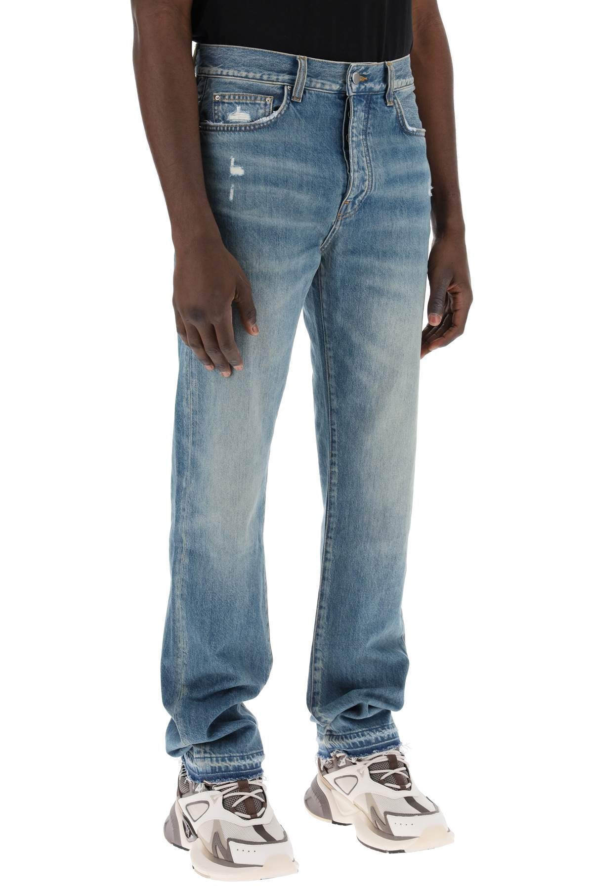 "Five-Pocket Distressed Effect Jeans"