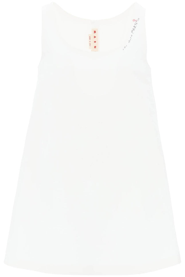 Flared Dress With Hand-Embroidered - White