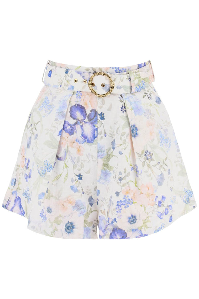 "Floral Linen Nature Shorts For - White