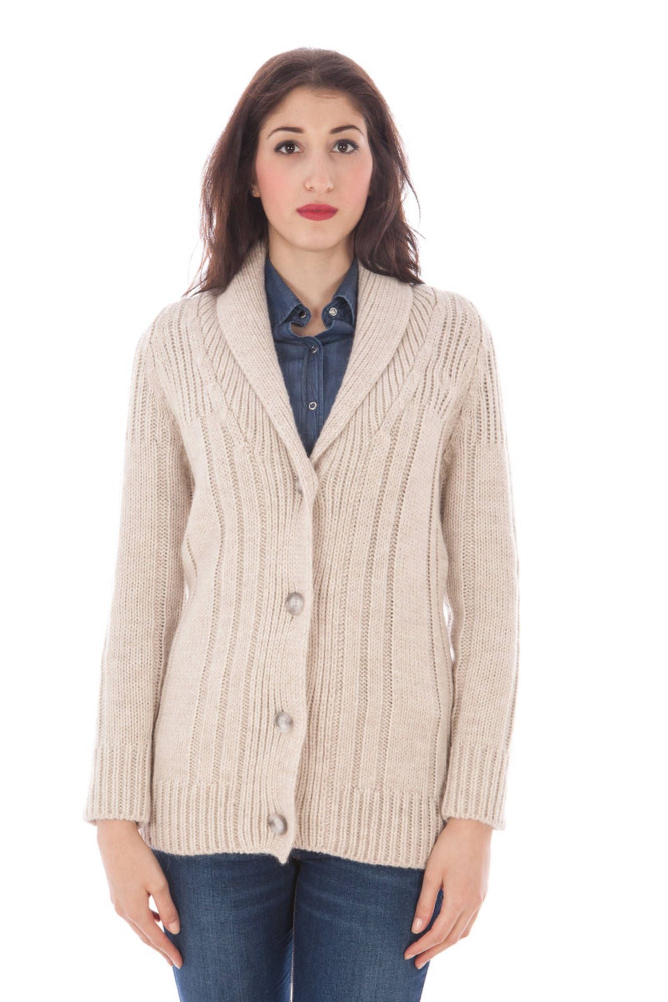 FRED PERRY CARDIGAN WOMAN BEIGE-Maglie-FRED PERRY-BEIGE-S-Urbanheer