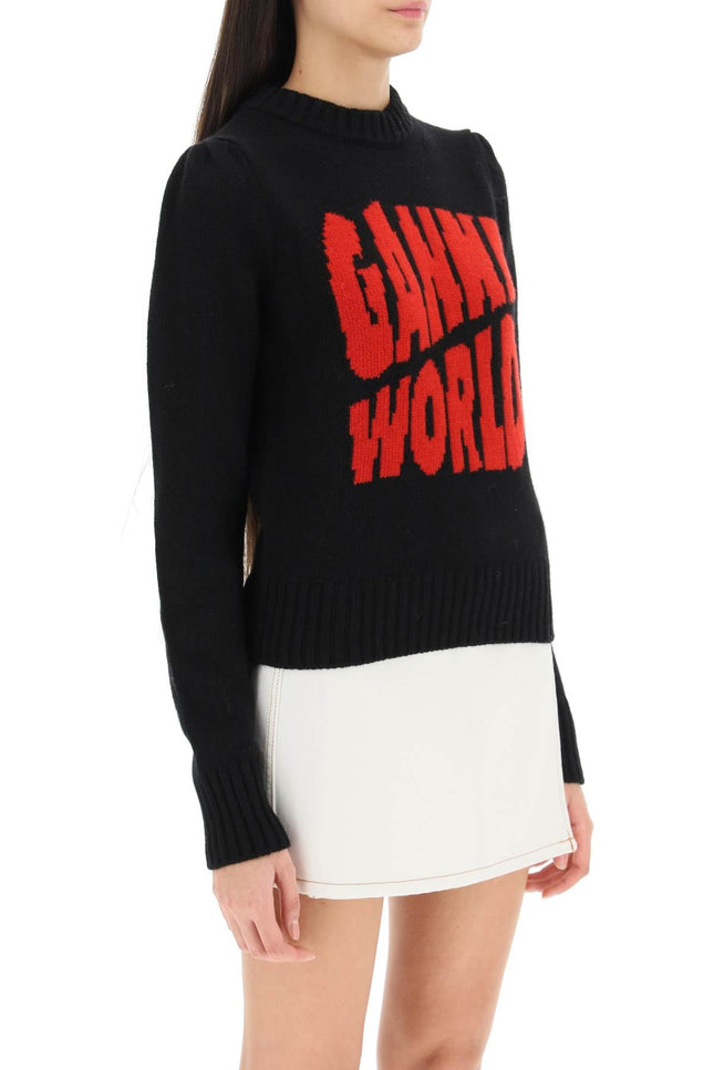 'ganni world' inlay wool-blend sweater