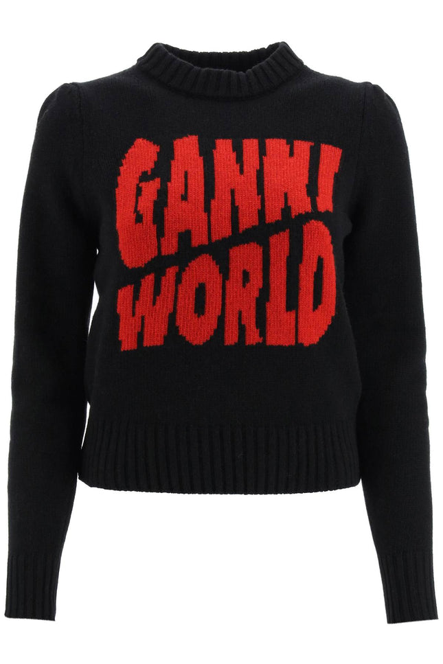 'ganni world' inlay wool-blend sweater