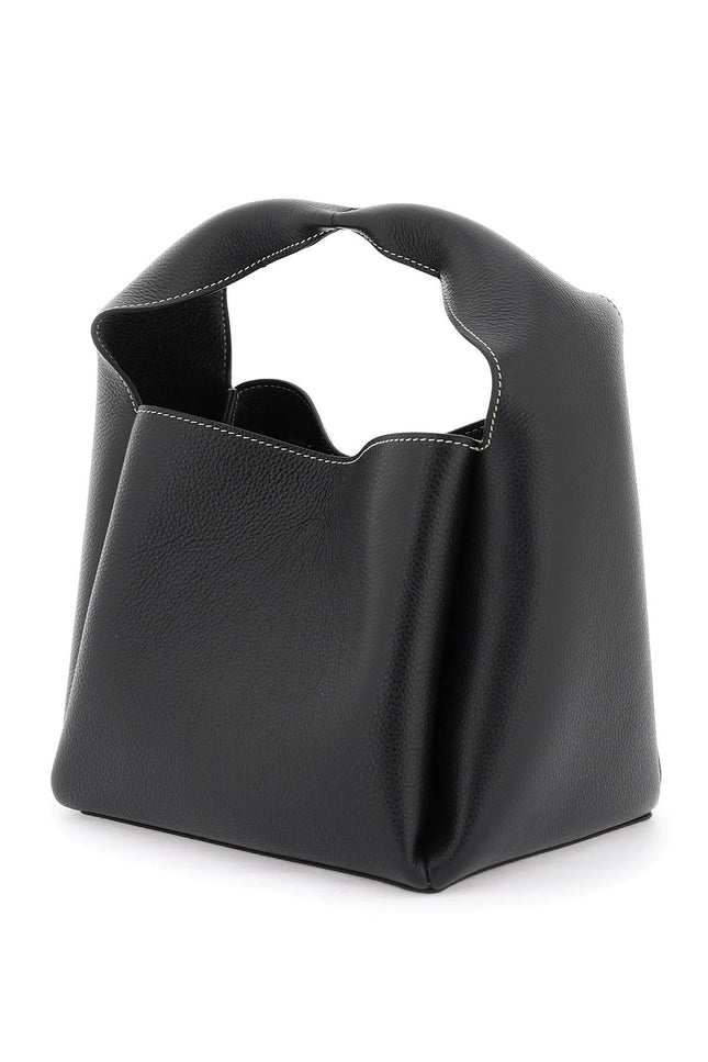 Hammered Leather Bucket Bag - Black