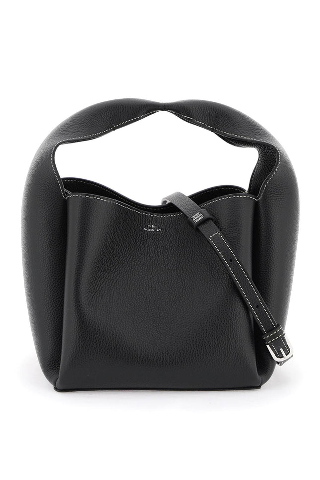 Hammered Leather Bucket Bag - Black