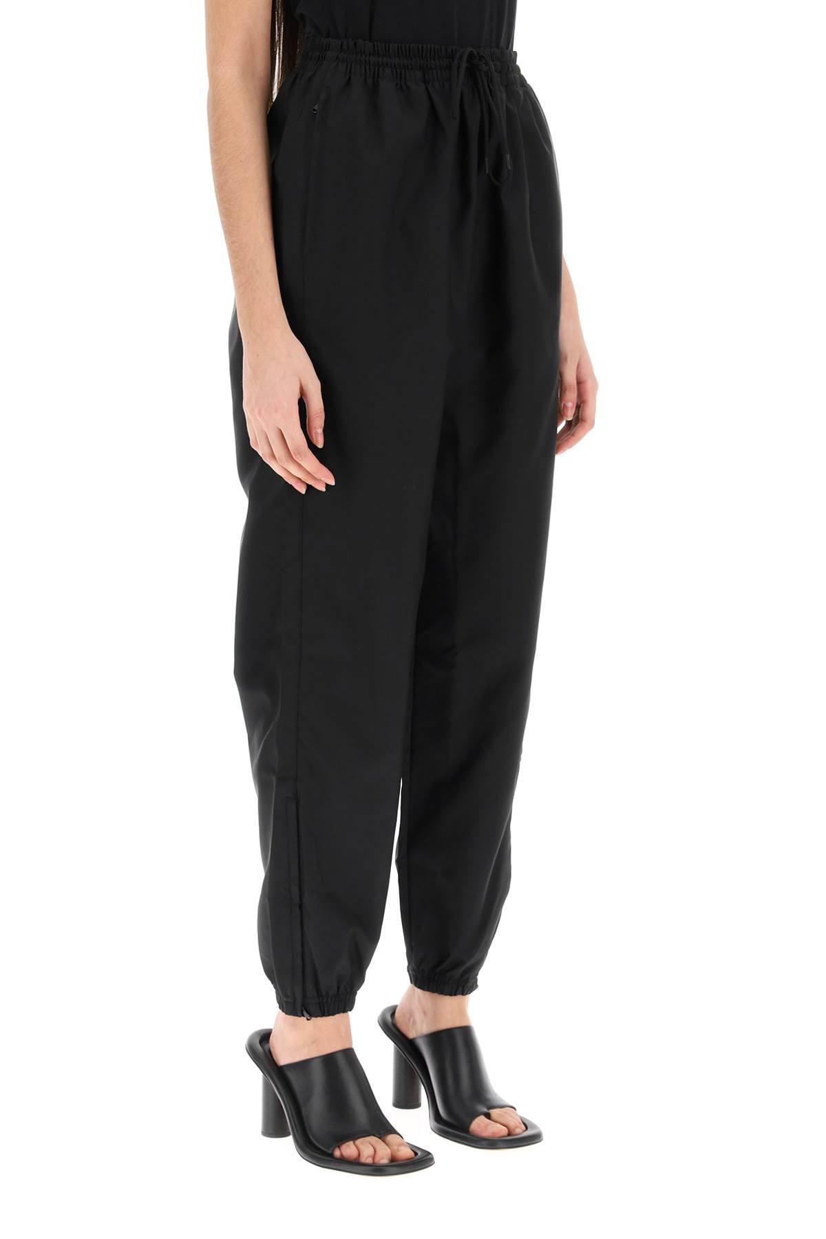 High-Waisted Nylon Pants - Black