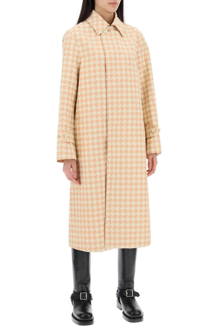 Houndstooth Patterned Car Coat - Beige