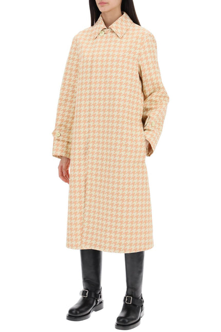 Houndstooth Patterned Car Coat - Beige