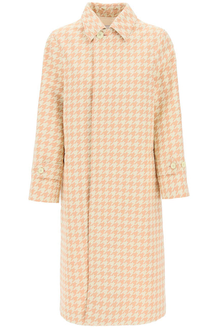 Houndstooth Patterned Car Coat - Beige