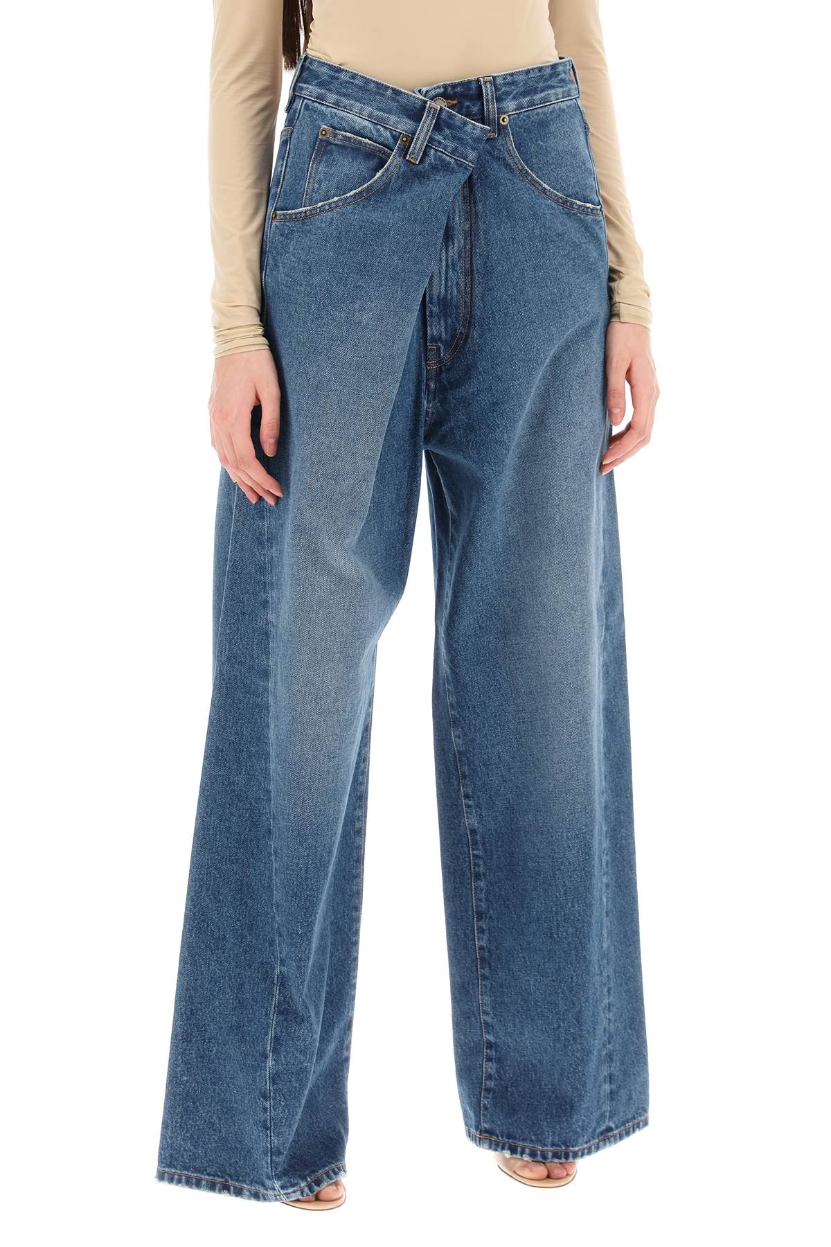 'Ines' Baggy Jeans With Folded Waistband