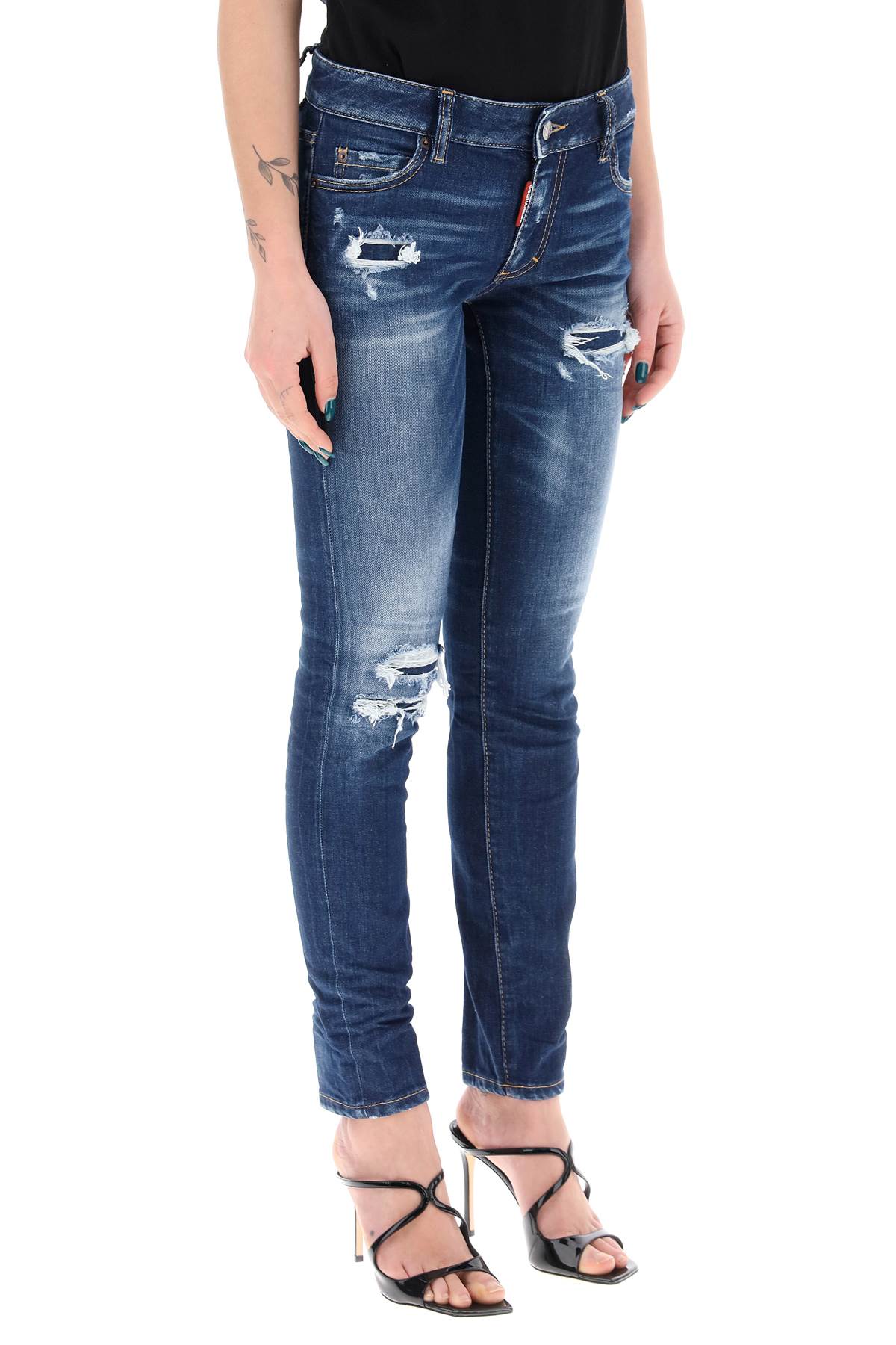 "Jennifer Medium Waist Ripped Knee Wash Jeans