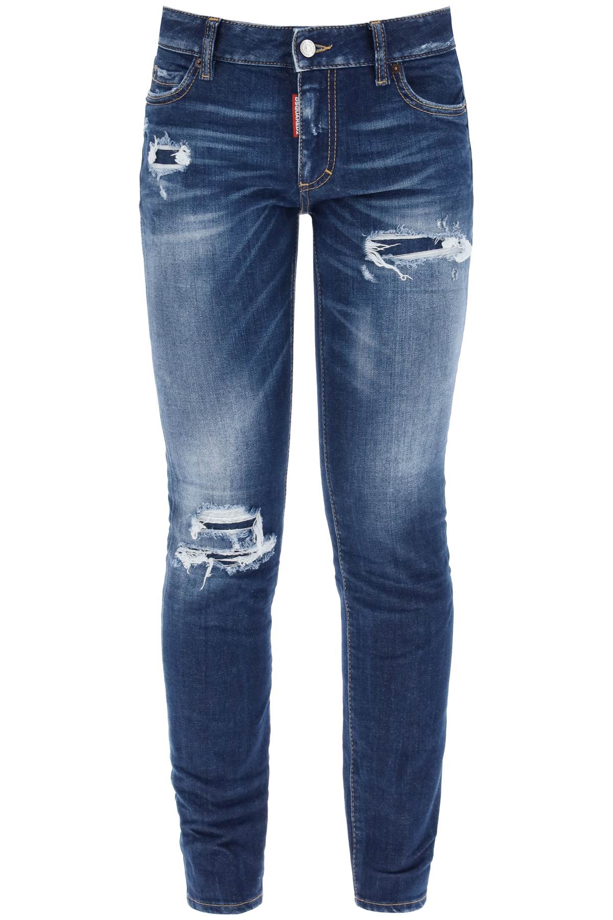 "Jennifer Medium Waist Ripped Knee Wash Jeans