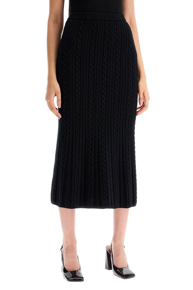 "Knitted Midi Skirt With Cable Knit