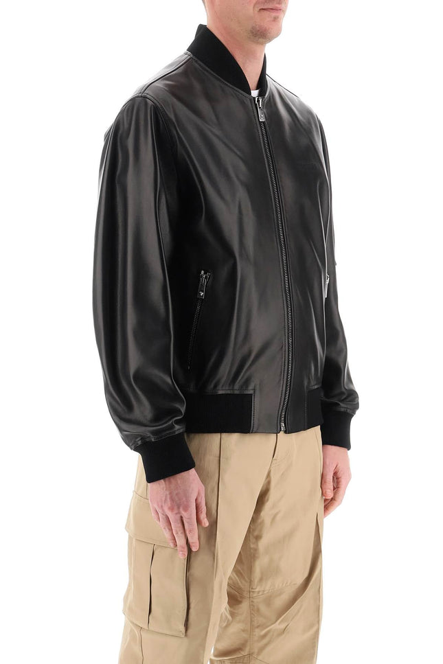 Leather Bomber Jacket - Black