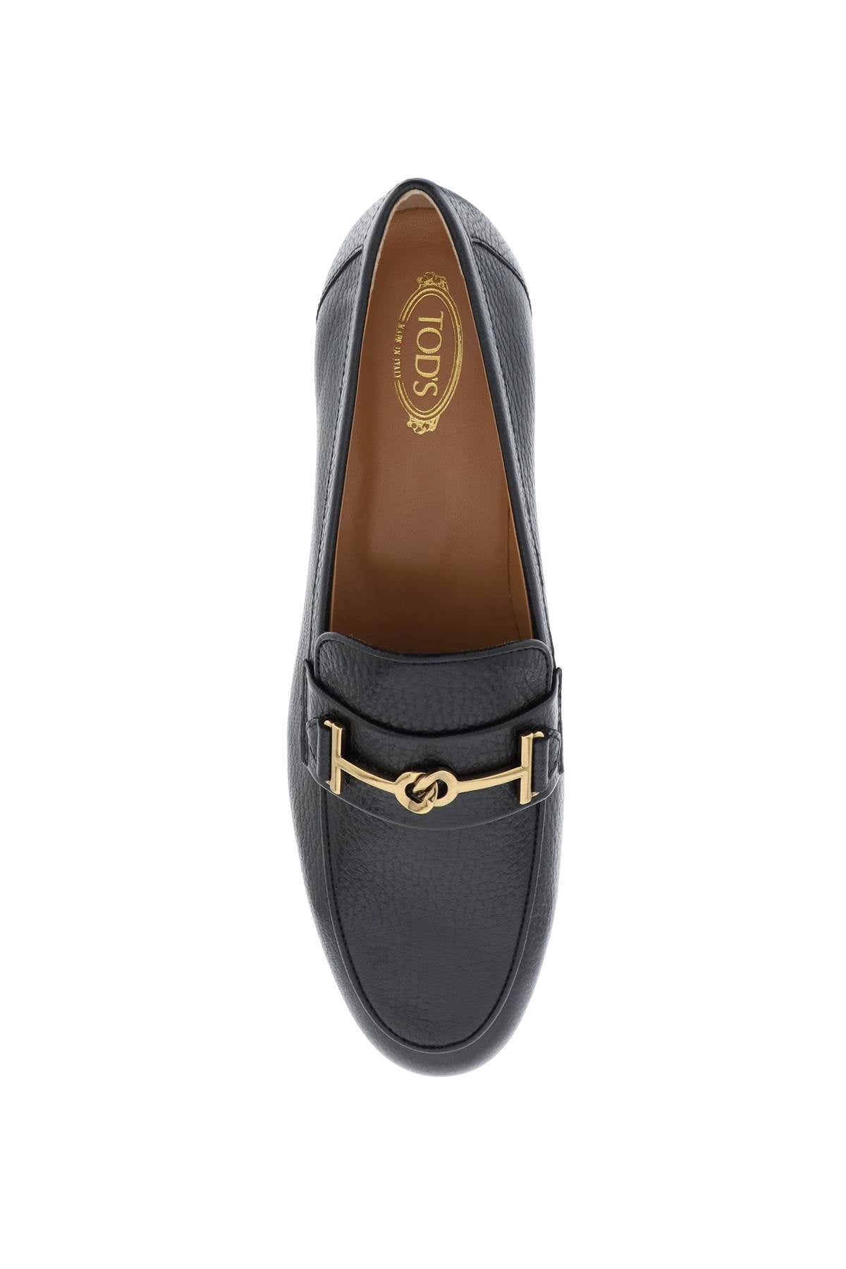Leather Loafers With Bow - Black