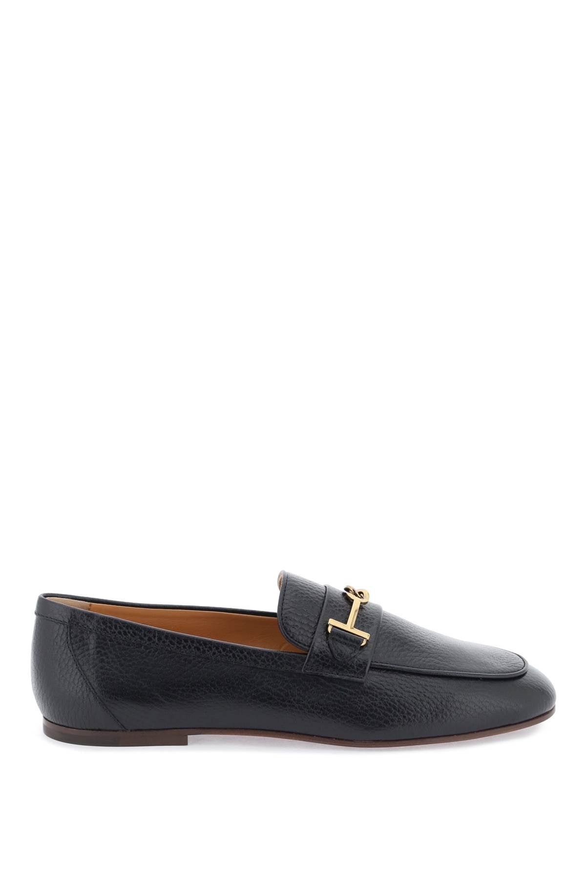 Leather Loafers With Bow - Black