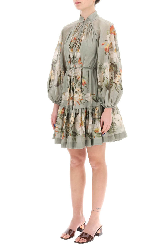 Lexi Billow Floral Mini Dress - Green