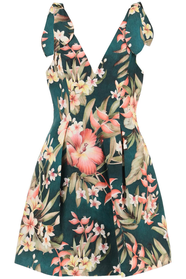 Lexi Tie Mini Floral Dress - Green