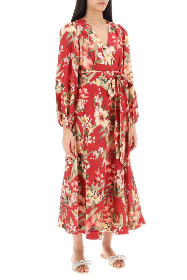 Lexi Wrap Dress With Floral Pattern - Red