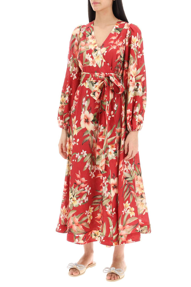 Lexi Wrap Dress With Floral Pattern - Red