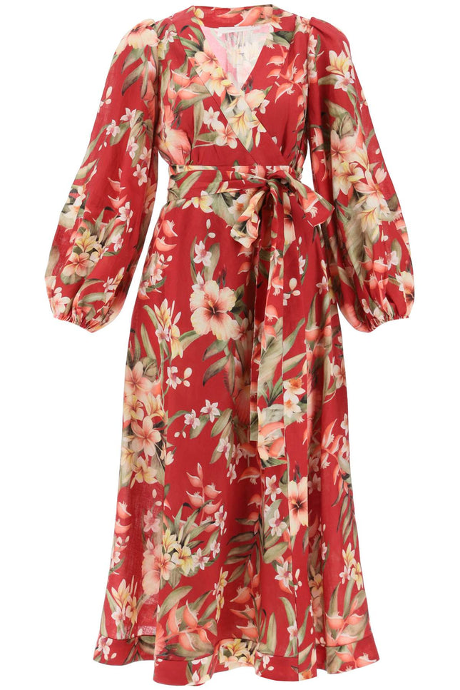 Lexi Wrap Dress With Floral Pattern - Red