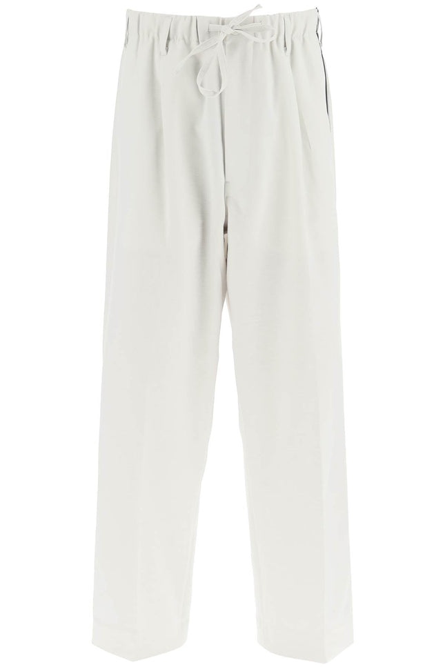 Lightweight Twill Pants With Side Stripes - White