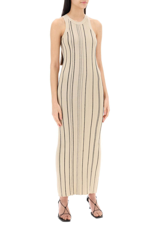"Long Ribbed Knit Naia Dress In - Beige