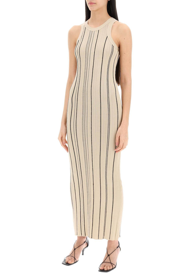 "Long Ribbed Knit Naia Dress In - Beige