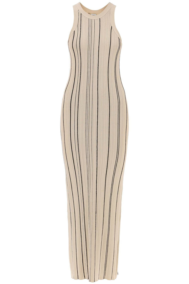 "Long Ribbed Knit Naia Dress In - Beige