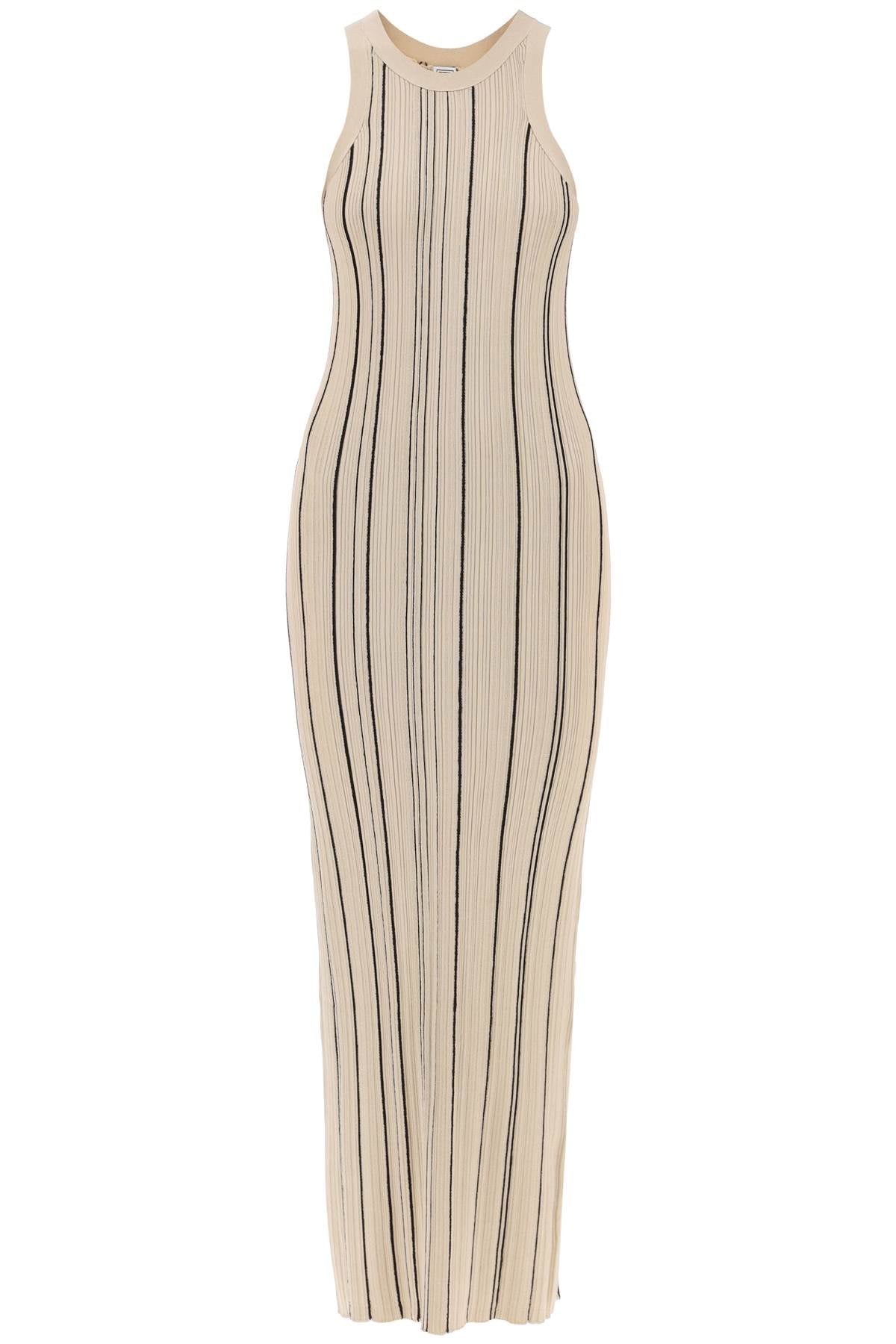 "Long Ribbed Knit Naia Dress In - Beige