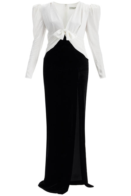 Long Silk And Velvet Dress - White