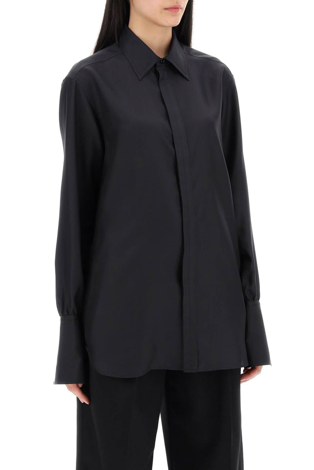 Long-Sleeved Silk Shirt - Black