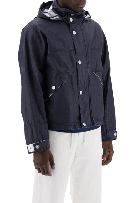 "Marina Raw Plated Linen Jacket With - Blue