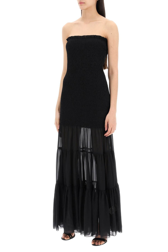 Maxi Chiffon Dress With Semi-Transparent R - Black