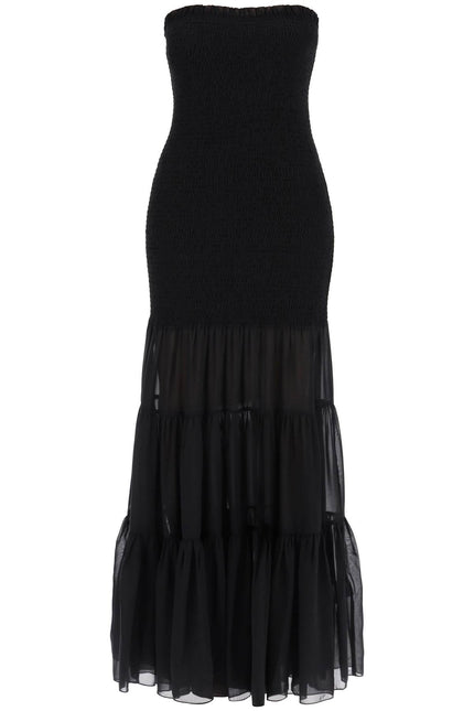 Maxi Chiffon Dress With Semi-Transparent R - Black