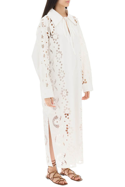 maxi dress in valentino broderie infinie flower - White