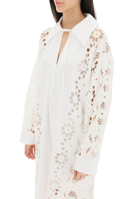 maxi dress in valentino broderie infinie flower - White