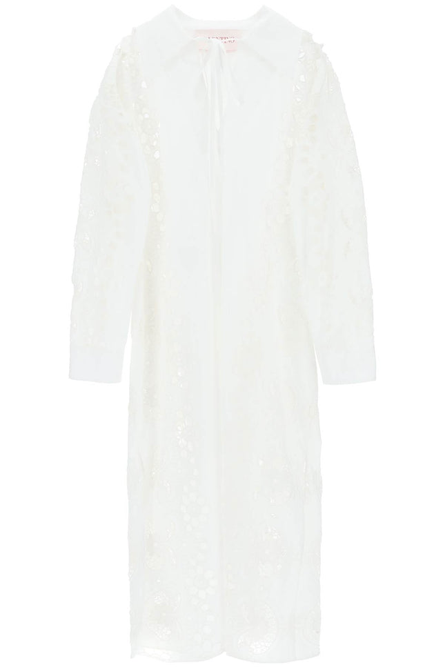 maxi dress in valentino broderie infinie flower - White