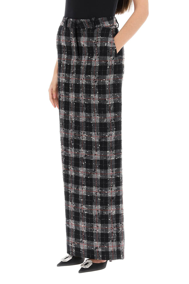 Maxi Skirt In Boucle' Fabric With Check Motif