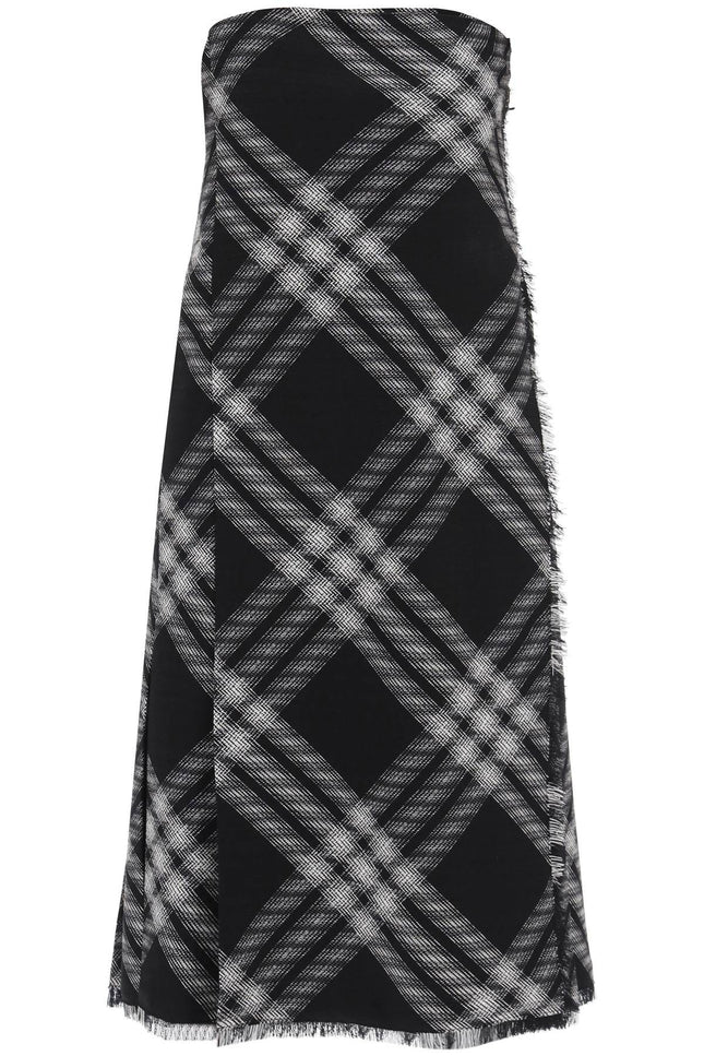 Midi Dress With Check Pattern - White